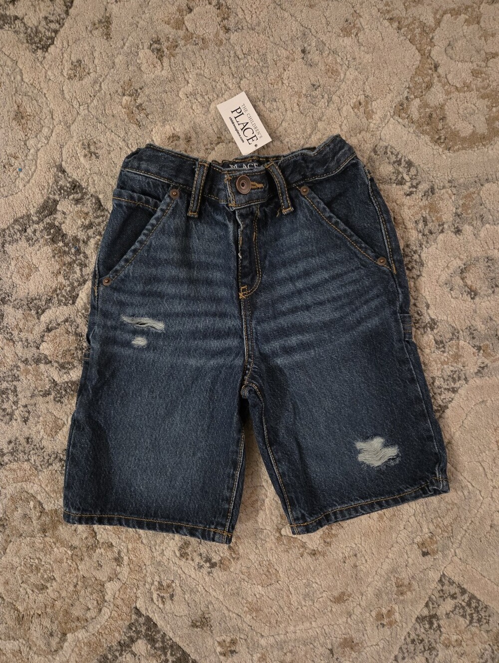 NWT The Childrens Place Baggy Distressed Utility Jorts Size 5